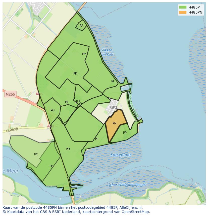 Afbeelding van het postcodegebied 4485 PN op de kaart.