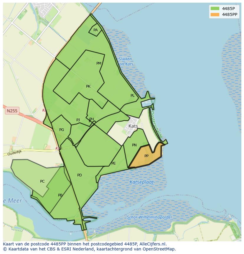 Afbeelding van het postcodegebied 4485 PP op de kaart.