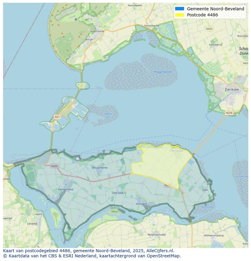 Afbeelding van het postcodegebied 4486 op de kaart.