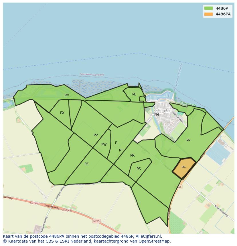 Afbeelding van het postcodegebied 4486 PA op de kaart.