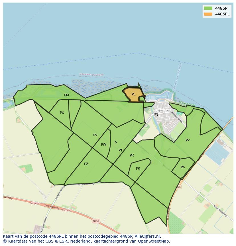 Afbeelding van het postcodegebied 4486 PL op de kaart.