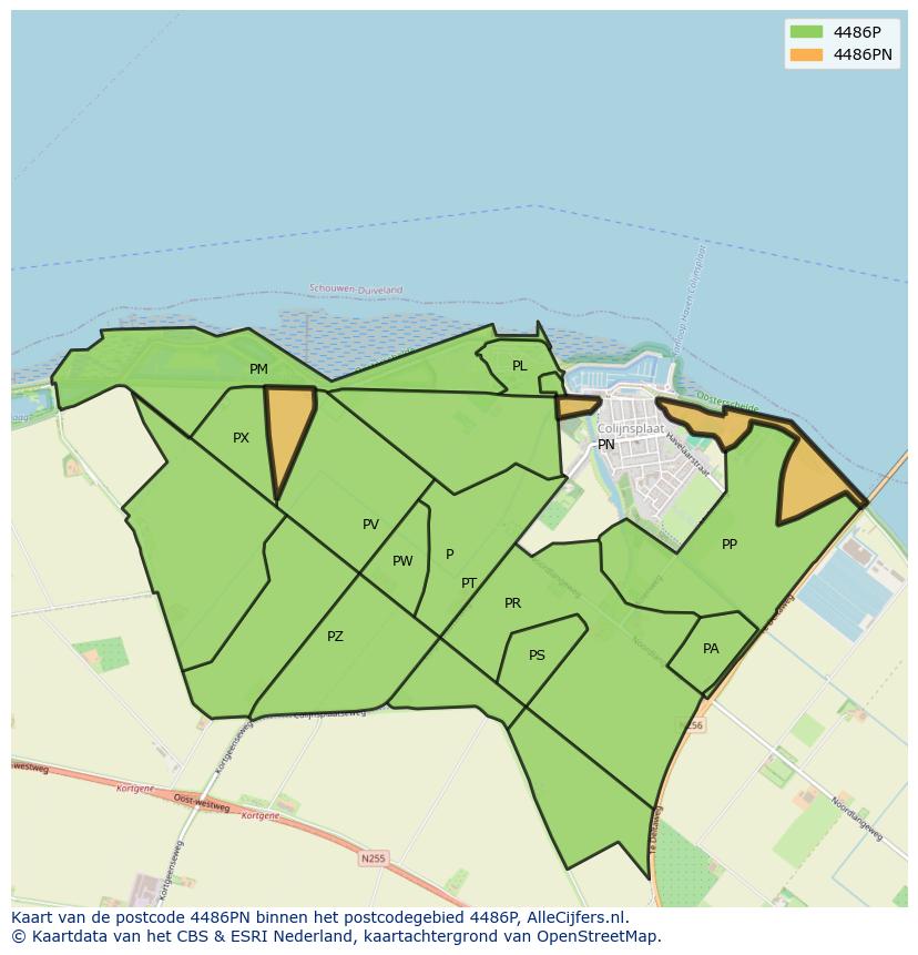 Afbeelding van het postcodegebied 4486 PN op de kaart.