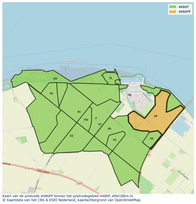 Afbeelding van het postcodegebied 4486 PP op de kaart.