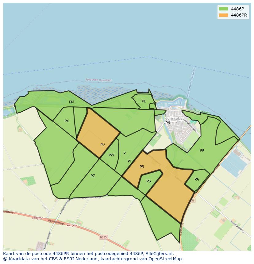 Afbeelding van het postcodegebied 4486 PR op de kaart.