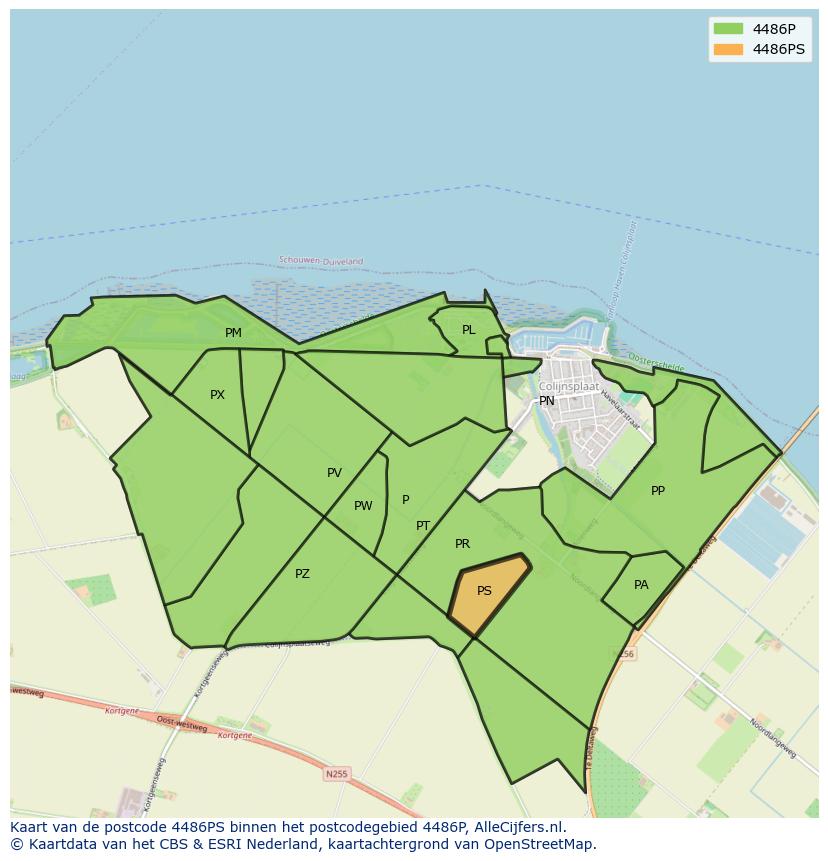 Afbeelding van het postcodegebied 4486 PS op de kaart.