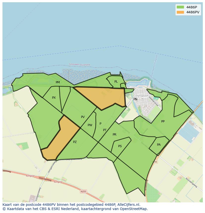 Afbeelding van het postcodegebied 4486 PV op de kaart.