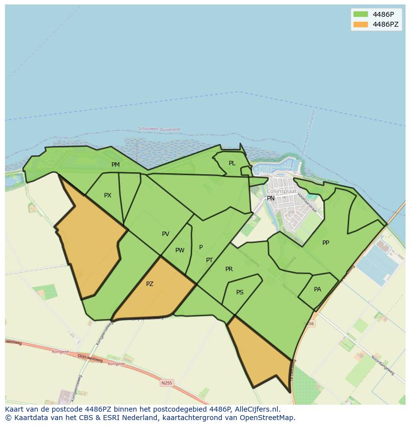 Afbeelding van het postcodegebied 4486 PZ op de kaart.