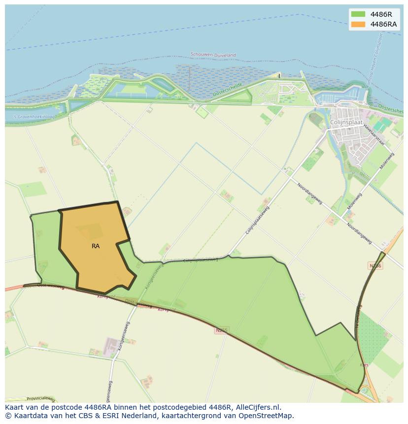Afbeelding van het postcodegebied 4486 RA op de kaart.