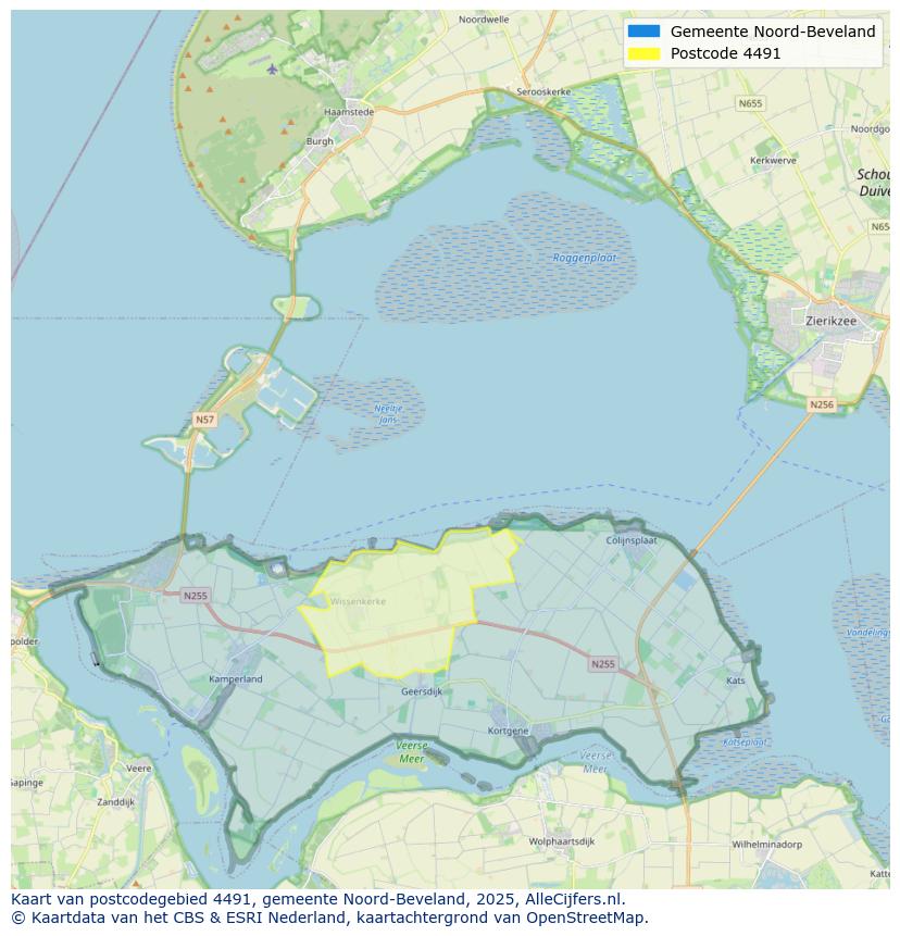 Afbeelding van het postcodegebied 4491 op de kaart.