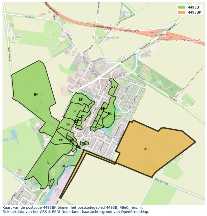 Afbeelding van het postcodegebied 4493 BK op de kaart.