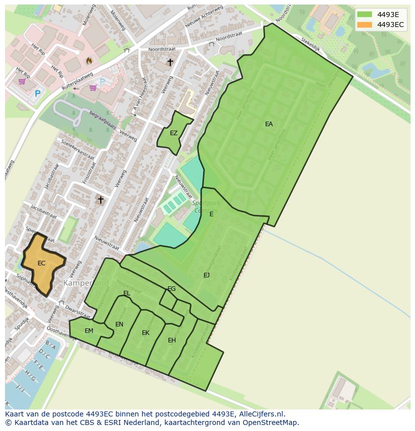 Afbeelding van het postcodegebied 4493 EC op de kaart.
