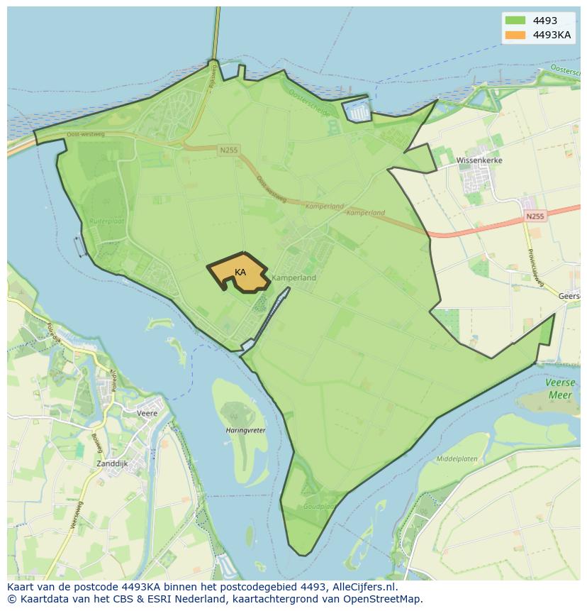 Afbeelding van het postcodegebied 4493 KA op de kaart.
