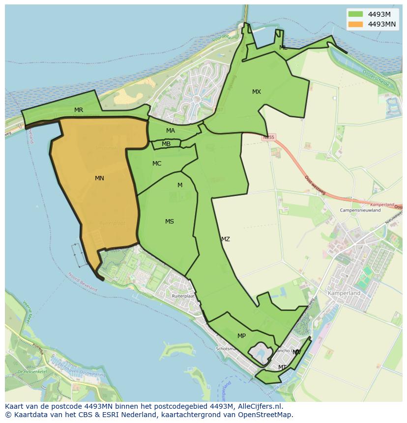 Afbeelding van het postcodegebied 4493 MN op de kaart.