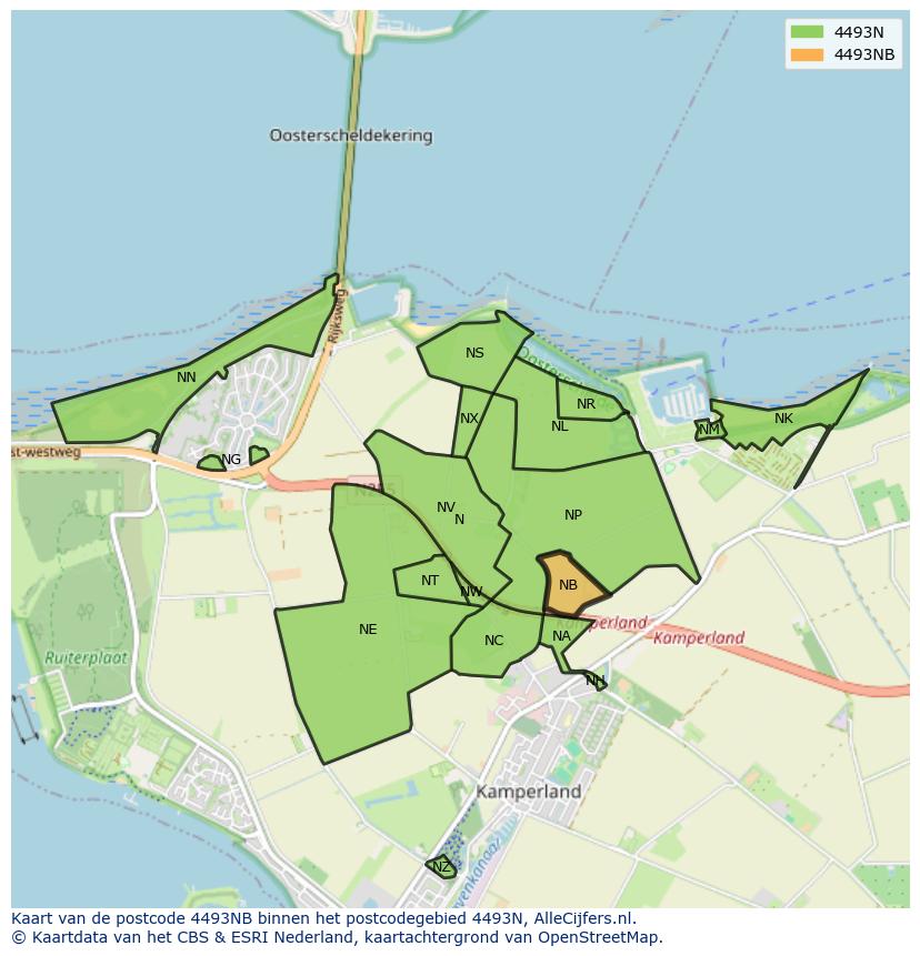 Afbeelding van het postcodegebied 4493 NB op de kaart.