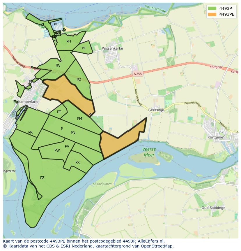 Afbeelding van het postcodegebied 4493 PE op de kaart.