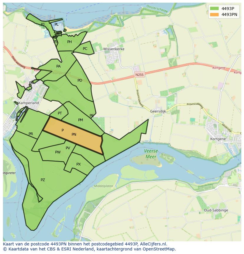 Afbeelding van het postcodegebied 4493 PN op de kaart.