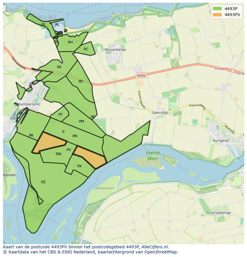 Afbeelding van het postcodegebied 4493 PV op de kaart.