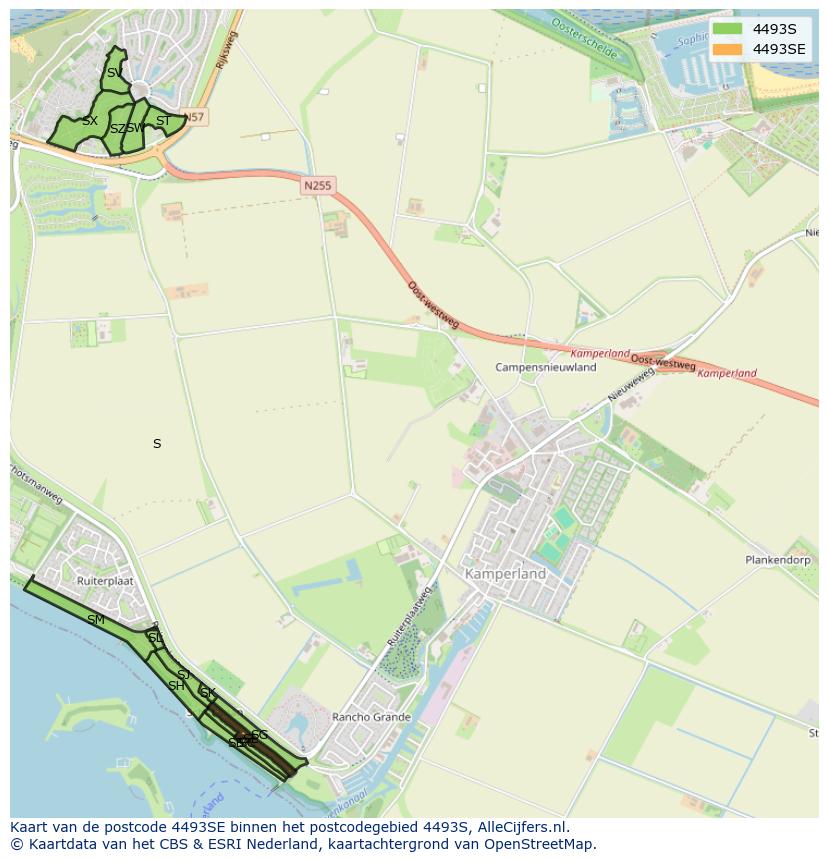 Afbeelding van het postcodegebied 4493 SE op de kaart.