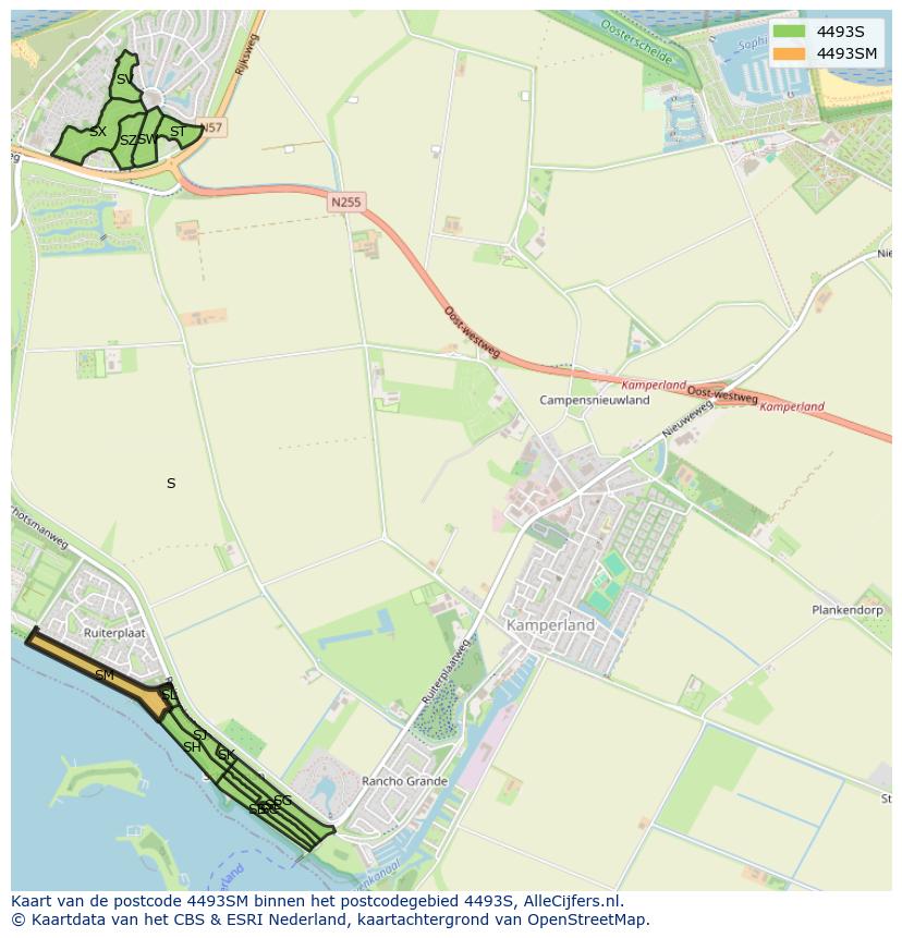 Afbeelding van het postcodegebied 4493 SM op de kaart.