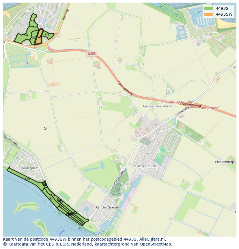 Afbeelding van het postcodegebied 4493 SW op de kaart.