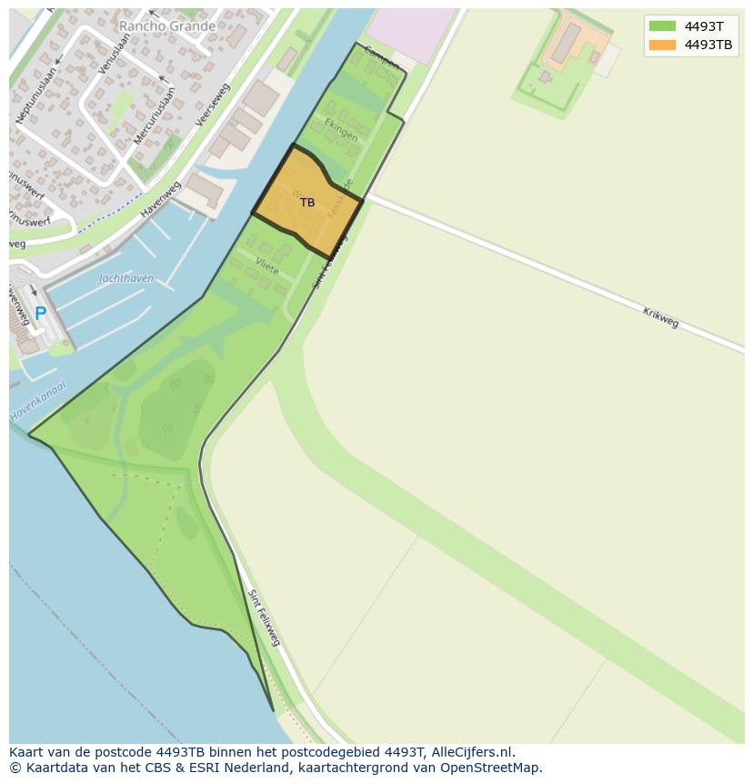 Afbeelding van het postcodegebied 4493 TB op de kaart.