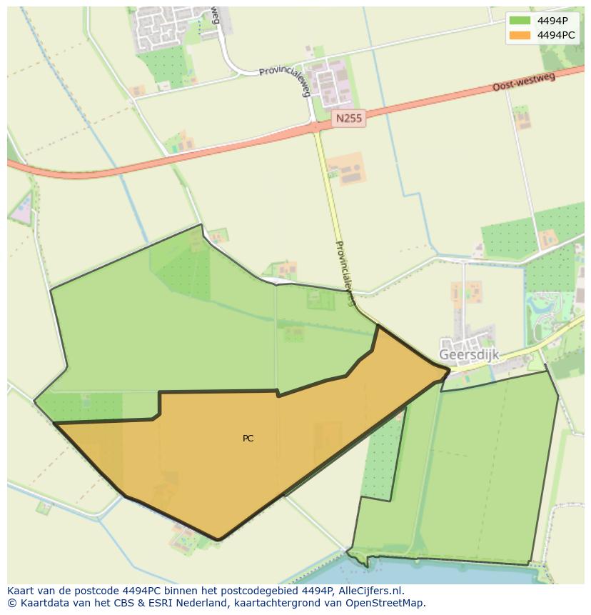 Afbeelding van het postcodegebied 4494 PC op de kaart.
