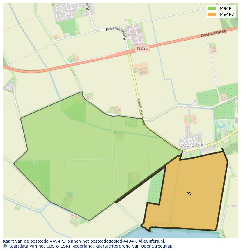 Afbeelding van het postcodegebied 4494 PD op de kaart.