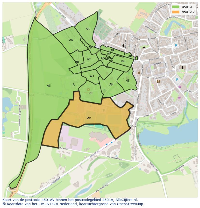 Afbeelding van het postcodegebied 4501 AV op de kaart.