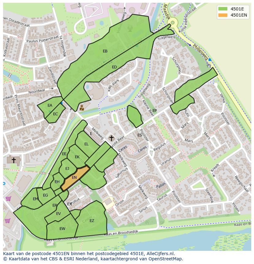 Afbeelding van het postcodegebied 4501 EN op de kaart.