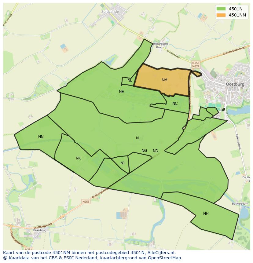Afbeelding van het postcodegebied 4501 NM op de kaart.