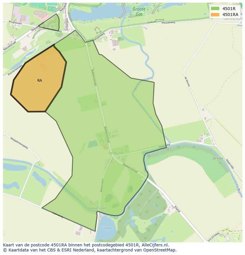 Afbeelding van het postcodegebied 4501 RA op de kaart.