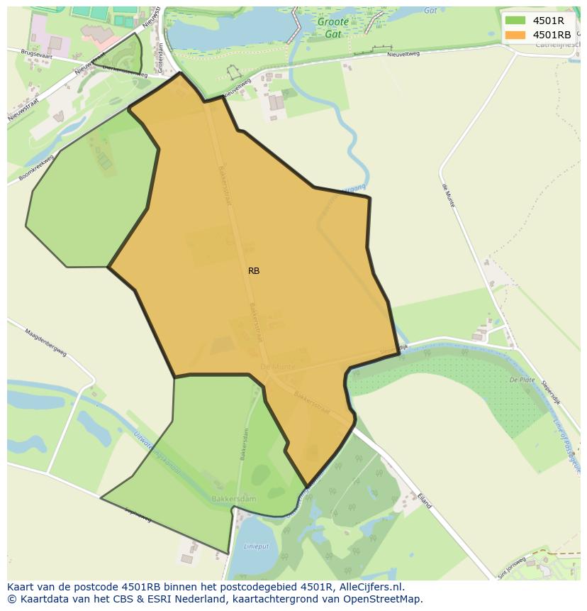 Afbeelding van het postcodegebied 4501 RB op de kaart.