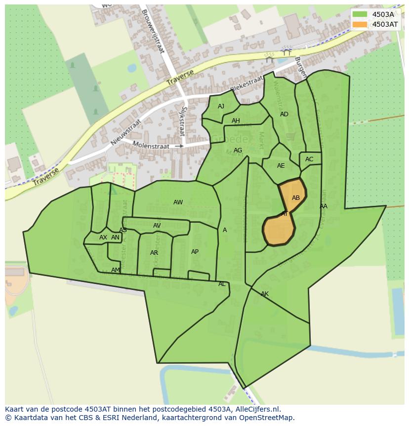 Afbeelding van het postcodegebied 4503 AT op de kaart.