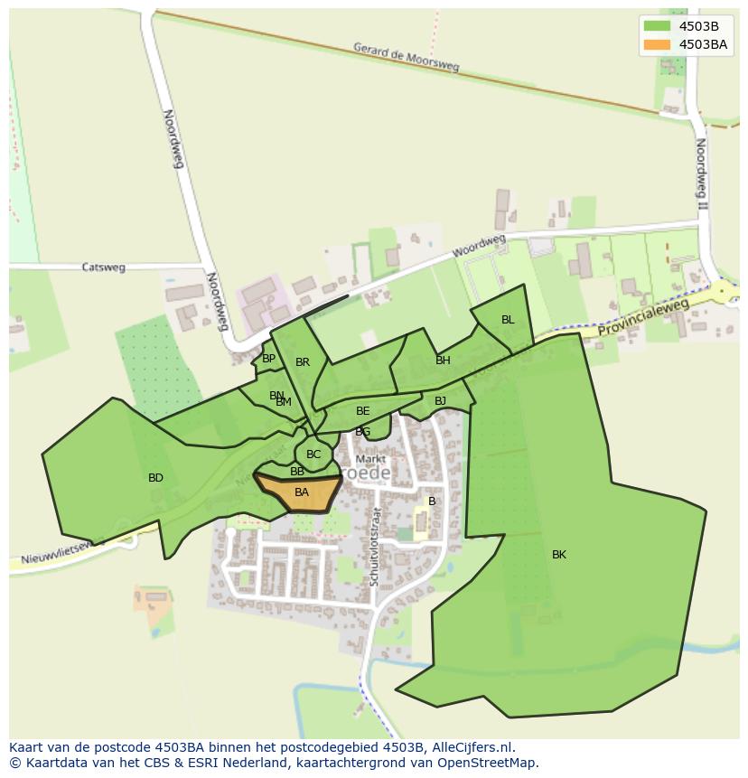 Afbeelding van het postcodegebied 4503 BA op de kaart.