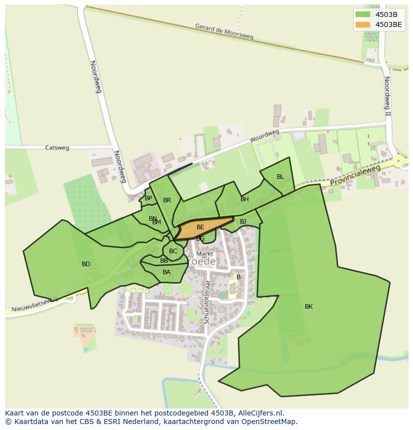 Afbeelding van het postcodegebied 4503 BE op de kaart.