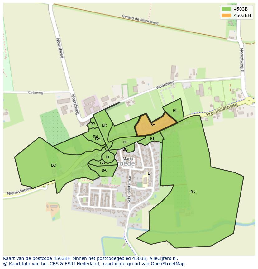 Afbeelding van het postcodegebied 4503 BH op de kaart.