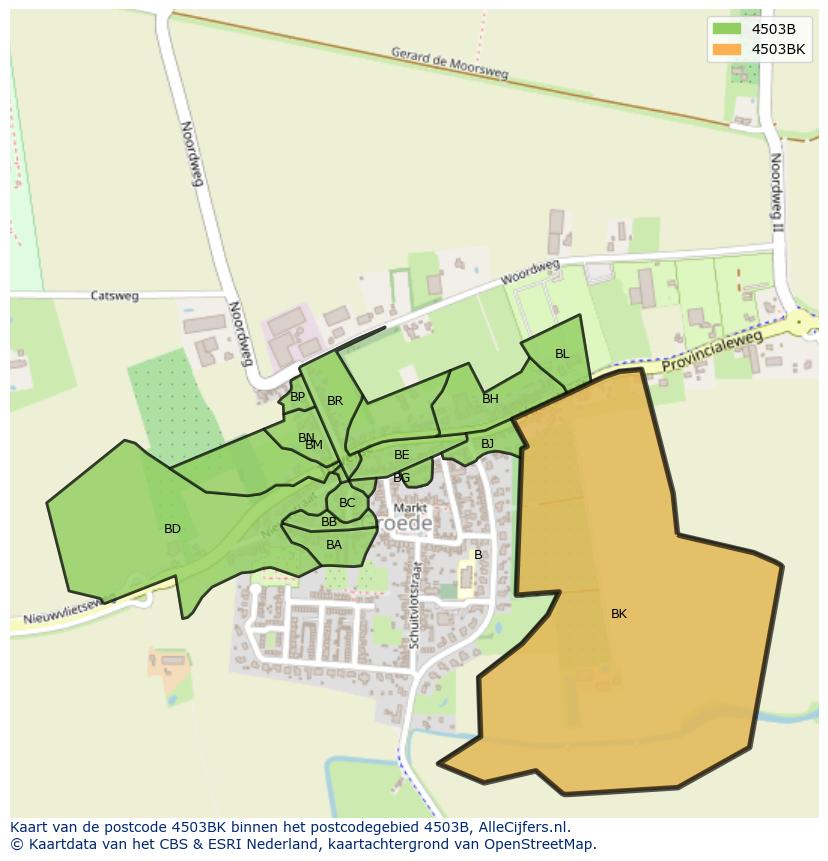 Afbeelding van het postcodegebied 4503 BK op de kaart.