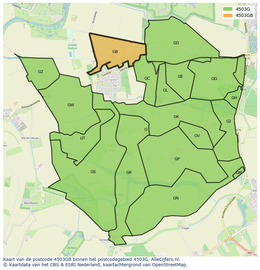 Afbeelding van het postcodegebied 4503 GB op de kaart.