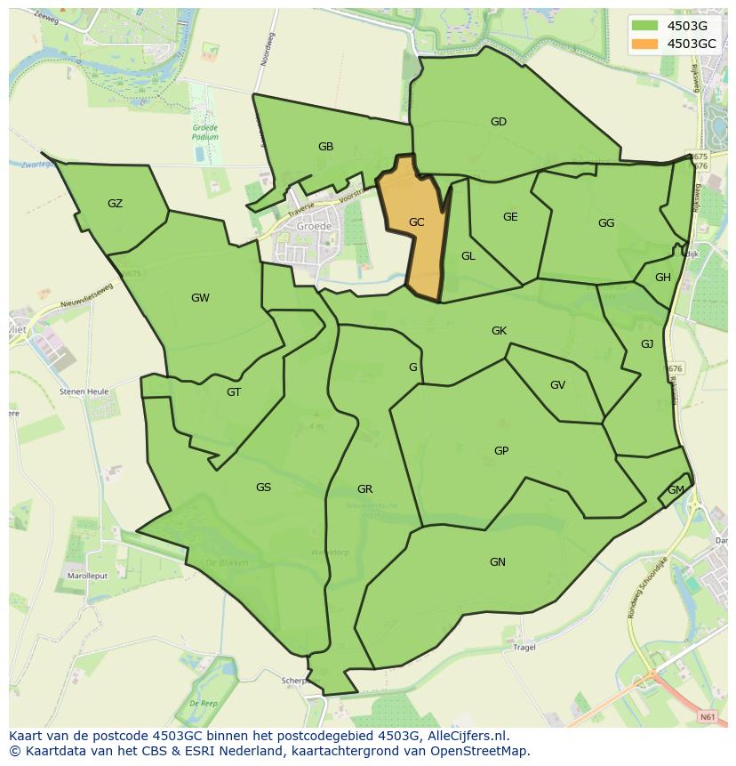 Afbeelding van het postcodegebied 4503 GC op de kaart.