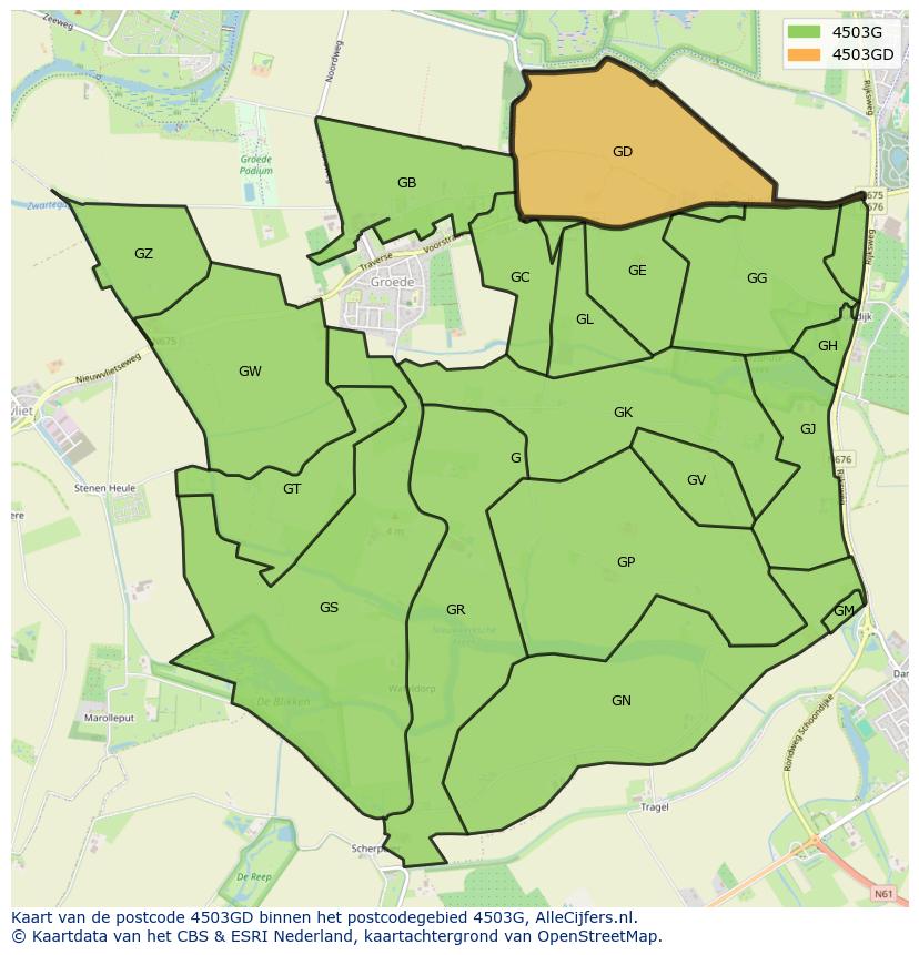 Afbeelding van het postcodegebied 4503 GD op de kaart.