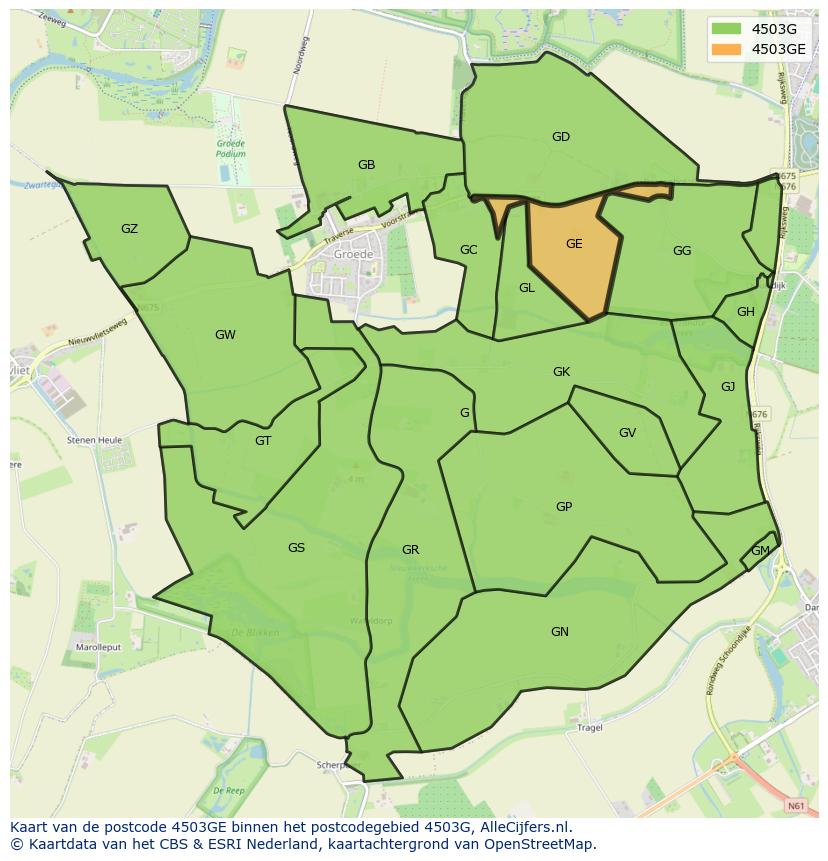 Afbeelding van het postcodegebied 4503 GE op de kaart.
