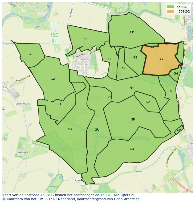 Afbeelding van het postcodegebied 4503 GG op de kaart.