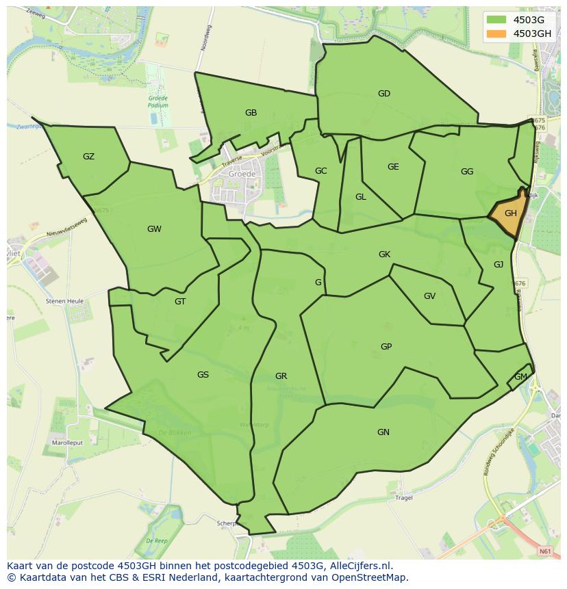 Afbeelding van het postcodegebied 4503 GH op de kaart.