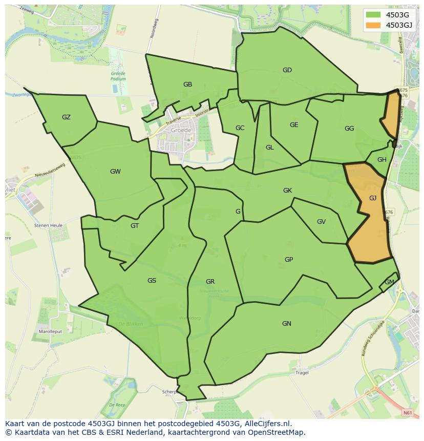 Afbeelding van het postcodegebied 4503 GJ op de kaart.