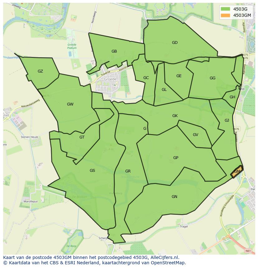 Afbeelding van het postcodegebied 4503 GM op de kaart.