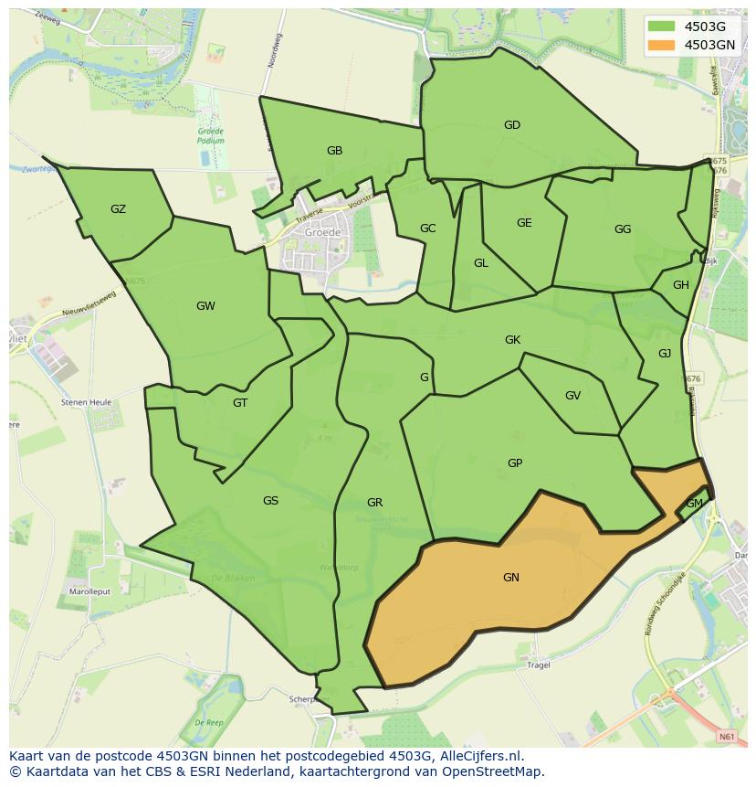 Afbeelding van het postcodegebied 4503 GN op de kaart.