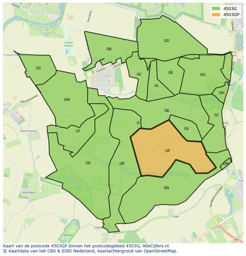Afbeelding van het postcodegebied 4503 GP op de kaart.