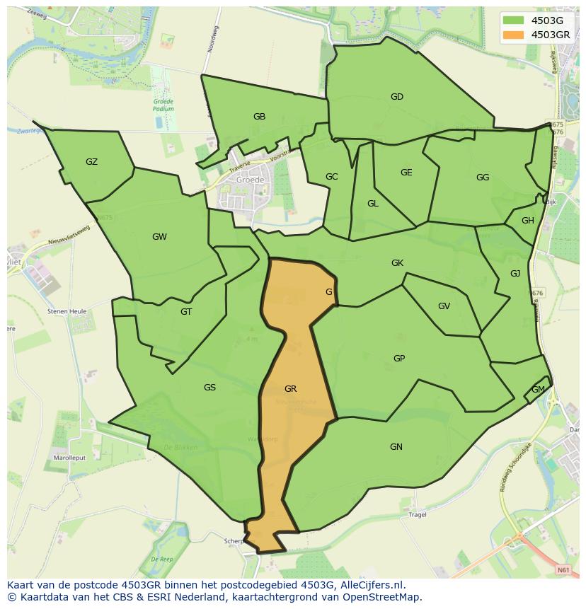 Afbeelding van het postcodegebied 4503 GR op de kaart.