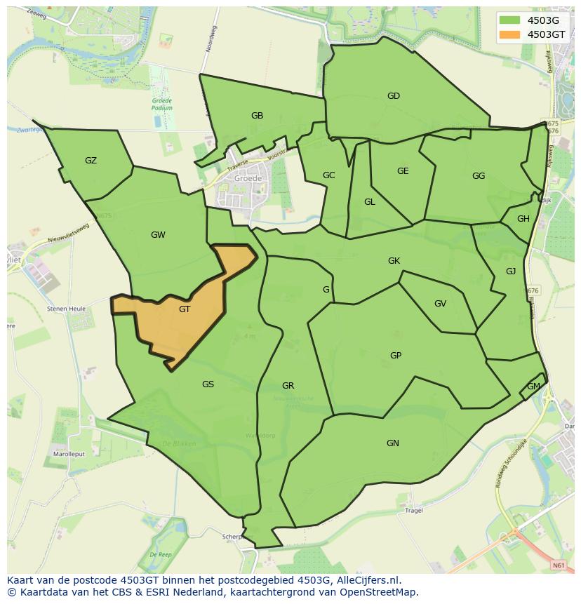 Afbeelding van het postcodegebied 4503 GT op de kaart.