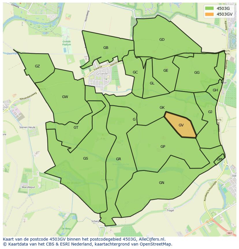 Afbeelding van het postcodegebied 4503 GV op de kaart.